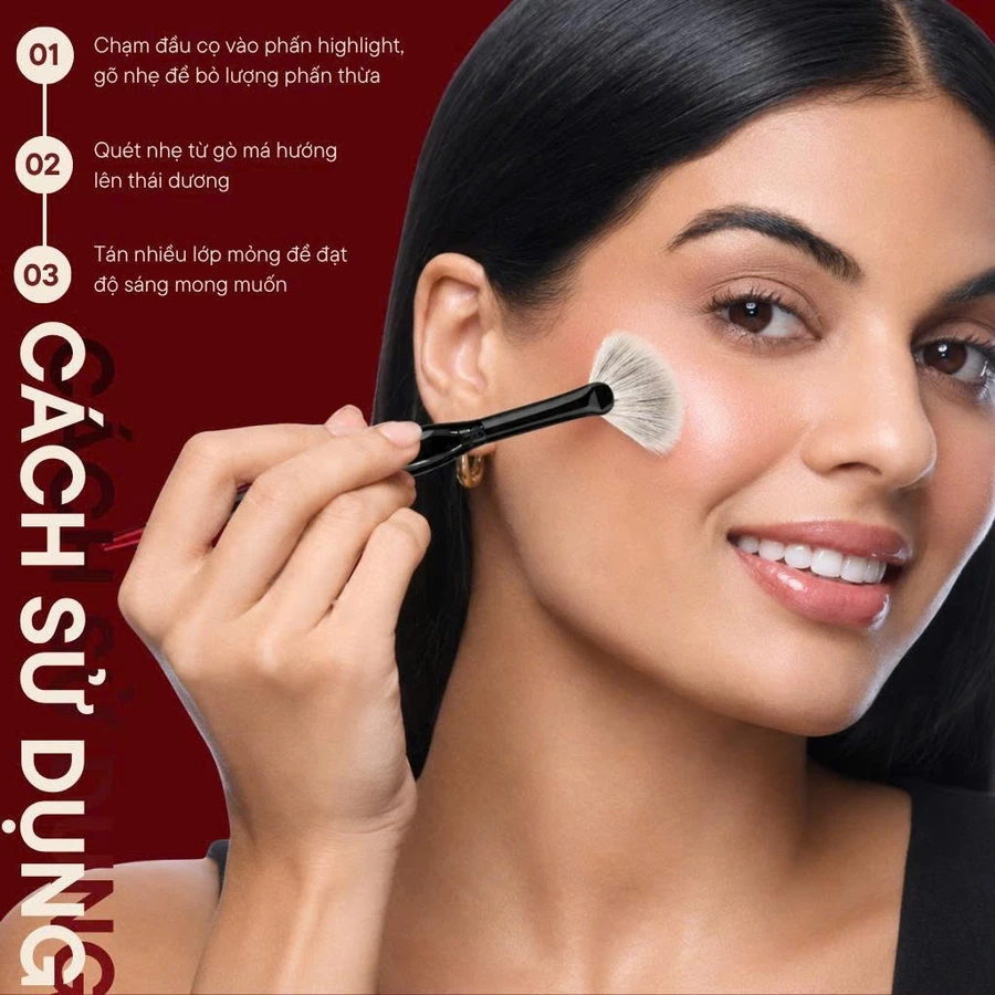 Cọ quạt xéo highlight tán phấn setting BH Cosmetics SMALL ANGLED FAN BH022