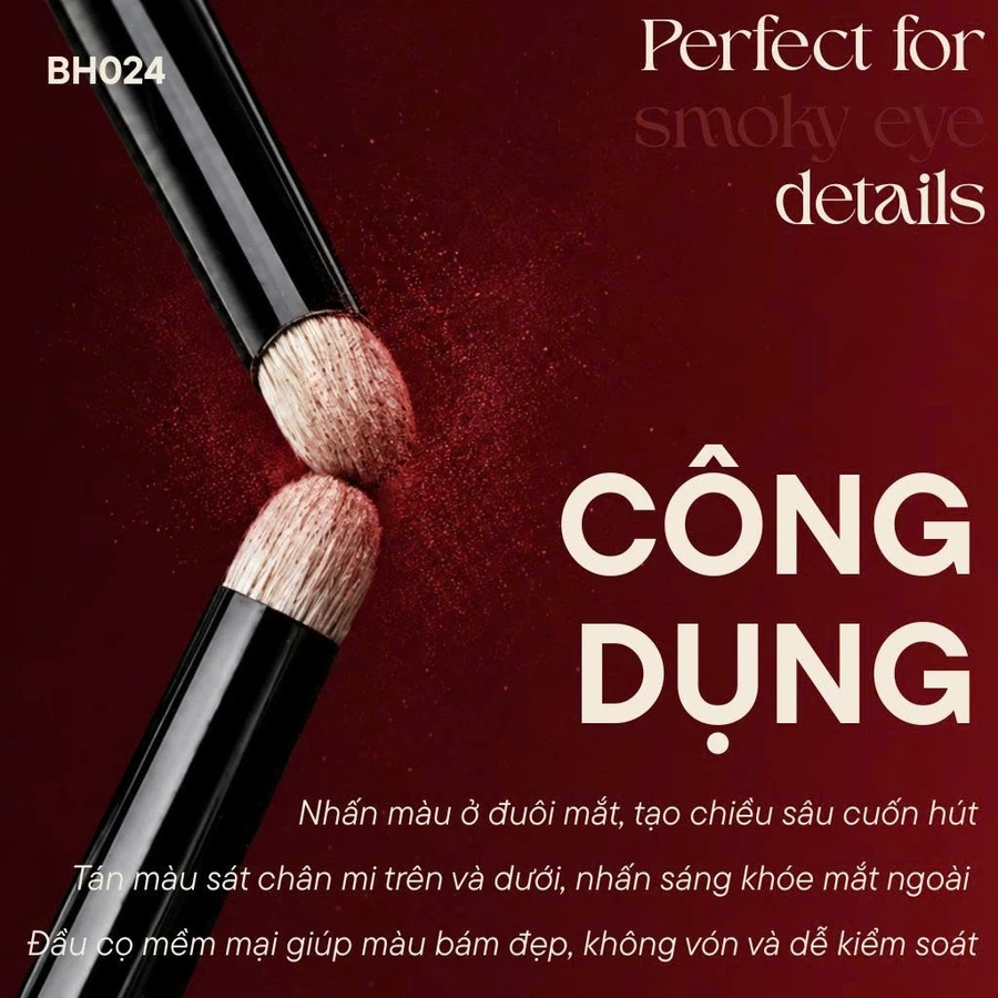 Cọ Nhấn Đầu Mắt - Tán Hốc Mắt - Tô Sáng Highlight Bọng Mắt BH Cosmetics Small Pencil BH024