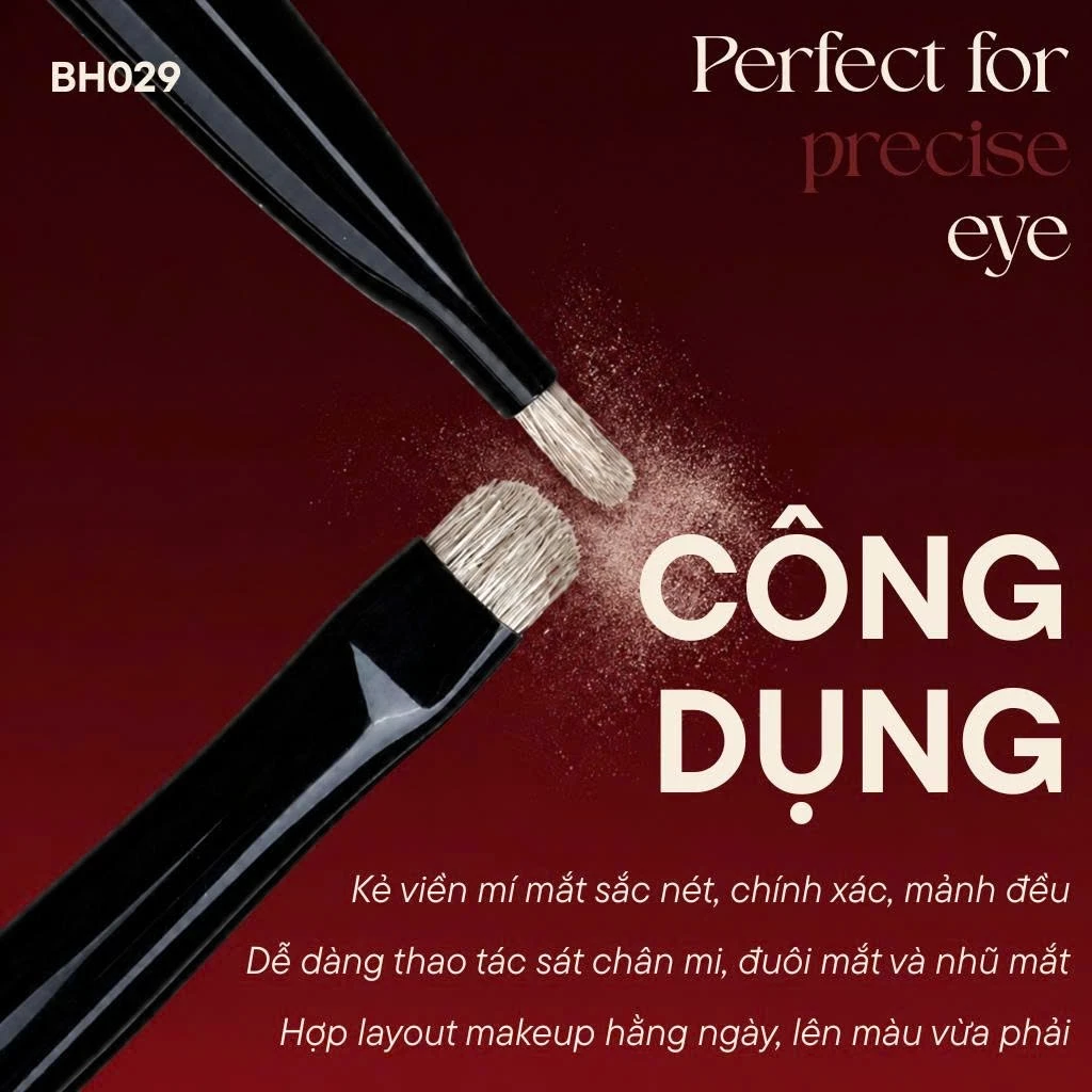 Cọ Viền Mắt Dưới - Cọ Nhấn Đuôi Mắt - Cọ Tán Màu Mắt Bọng Mắt BH Cosmetics Small Smudge Brush BH029