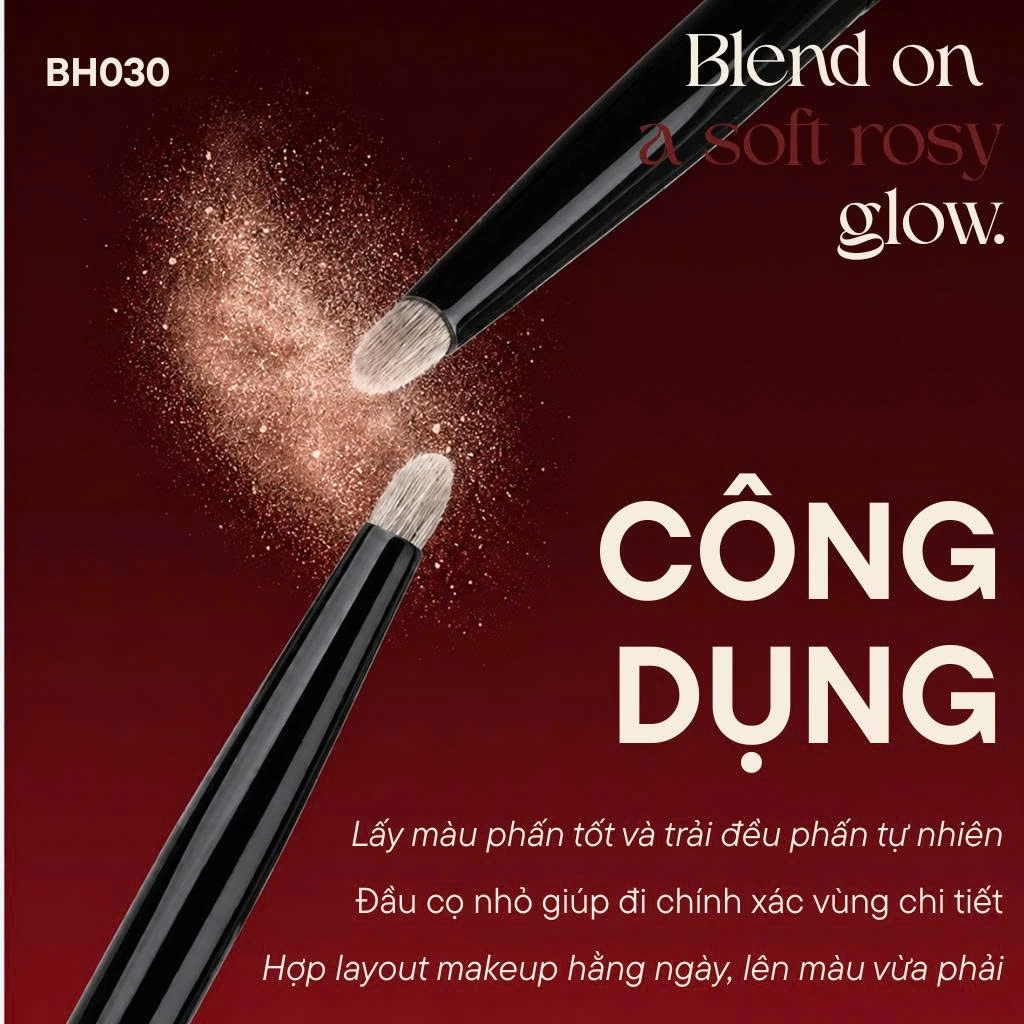 Cọ nhấn sáng - tán bầu mắt - tô sáng bọng mắt BH Cosmetics Small Pencil Brush BH030 lông mềm
