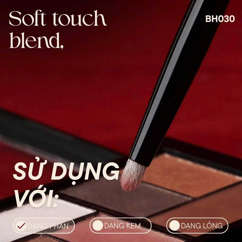 Cọ nhấn sáng - tán bầu mắt - tô sáng bọng mắt BH Cosmetics Small Pencil Brush BH030 lông mềm