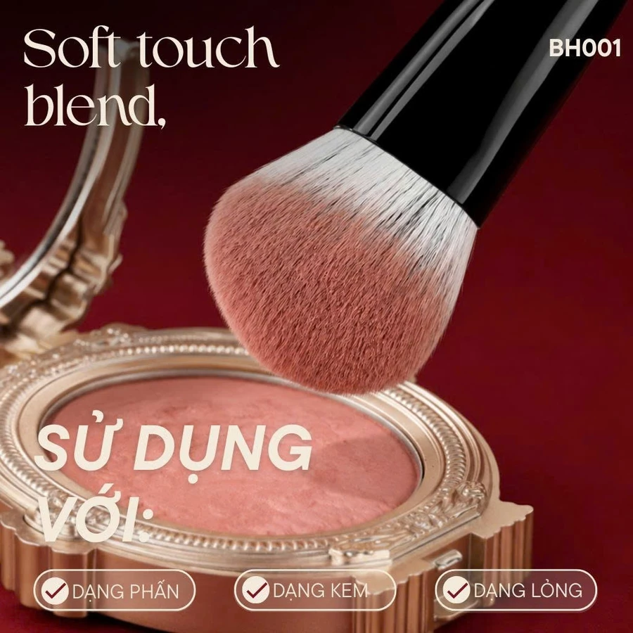 Cọ trang điểm má hồng kem tán nền đầu vát cao cấp BH Cosmetics Thumb Foundation BH001