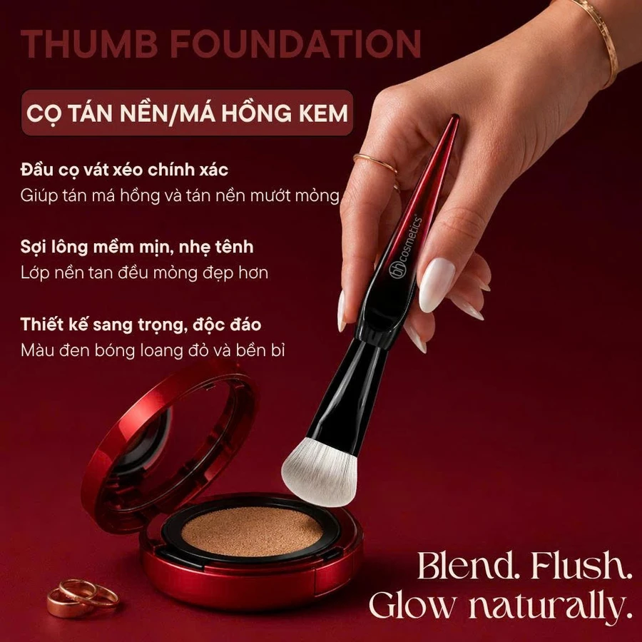 Cọ trang điểm má hồng kem tán nền đầu vát cao cấp BH Cosmetics Thumb Foundation BH001