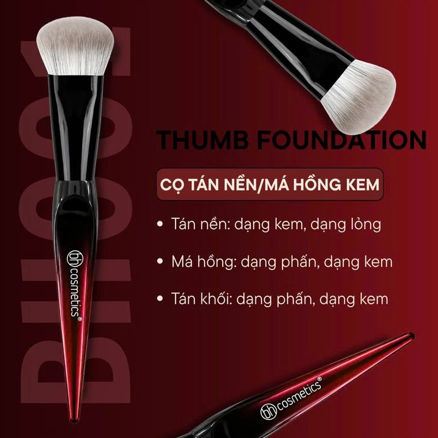 Cọ trang điểm má hồng kem tán nền đầu vát cao cấp BH Cosmetics Thumb Foundation BH001