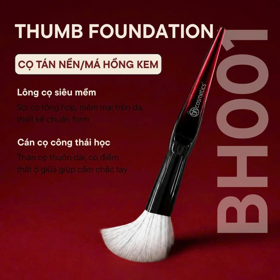 Cọ trang điểm má hồng kem tán nền đầu vát cao cấp BH Cosmetics Thumb Foundation BH001
