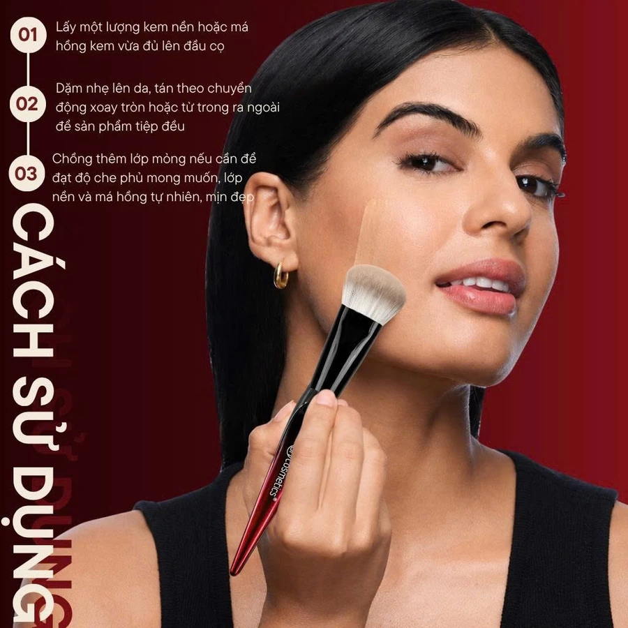 Cọ trang điểm má hồng kem tán nền đầu vát cao cấp BH Cosmetics Thumb Foundation BH001