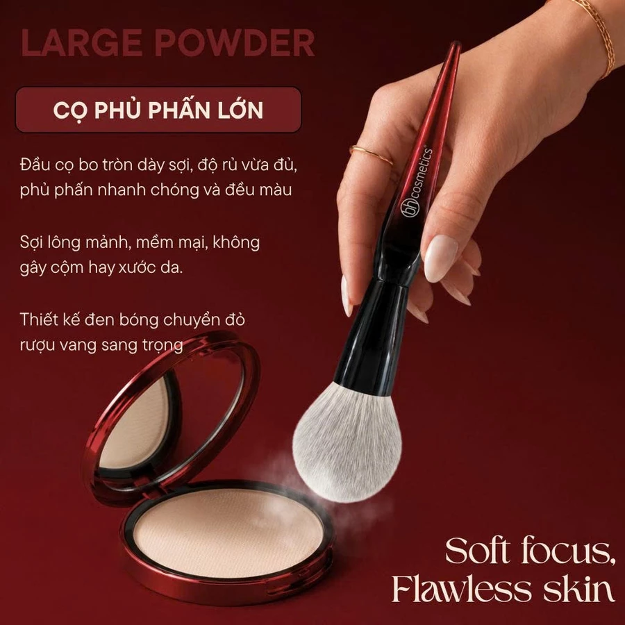 Cọ Phủ Phấn Nén Và Bột BH COSMETIC SLARGE POWDER BH002 Lông Mềm Bám Phấn Tốt