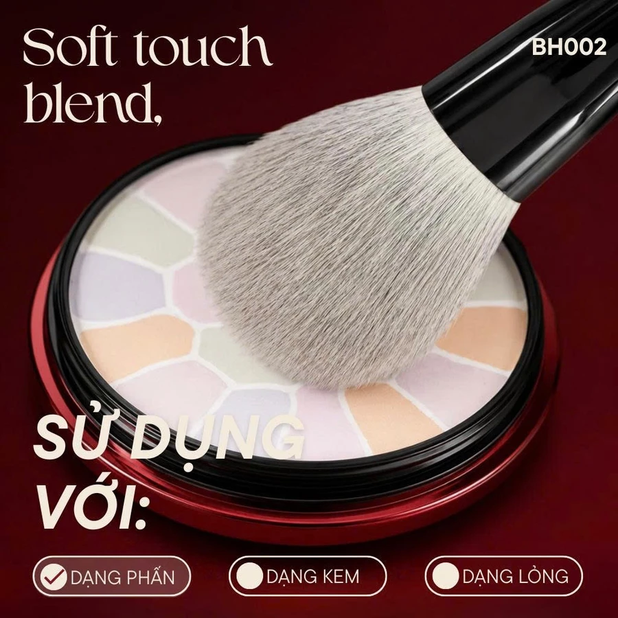 Cọ Phủ Phấn Nén Và Bột BH COSMETIC SLARGE POWDER BH002 Lông Mềm Bám Phấn Tốt