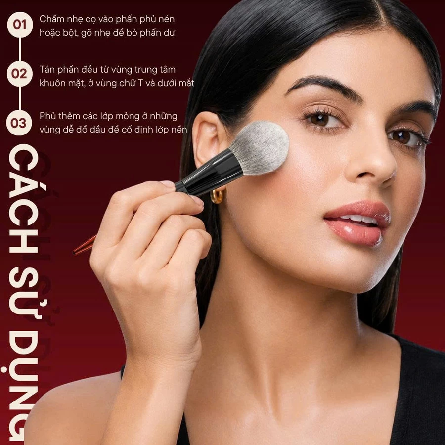 Cọ Phủ Phấn Nén Và Bột BH COSMETIC SLARGE POWDER BH002 Lông Mềm Bám Phấn Tốt
