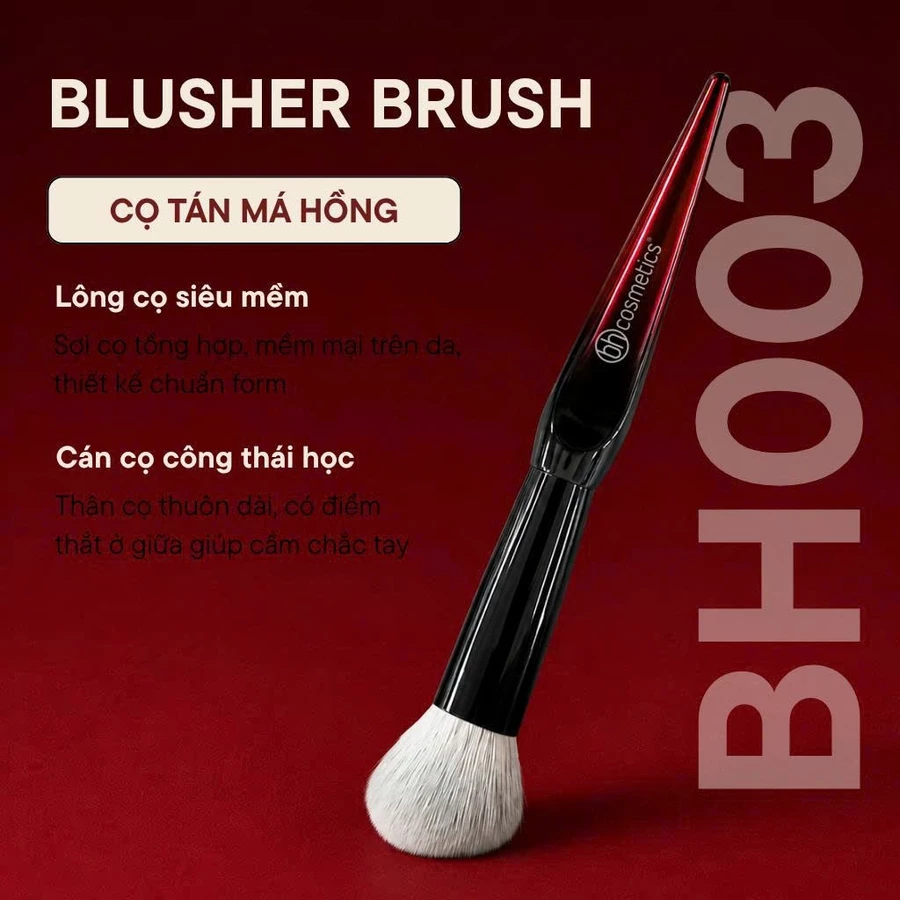 Cọ Trang Điểm Má Hồng Phủ Phấn Nhỏ BH Cosmetics Blusher BH003 Lông Mềm Bám Phấn