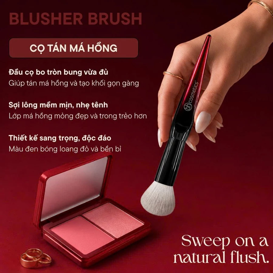 Cọ Trang Điểm Má Hồng Phủ Phấn Nhỏ BH Cosmetics Blusher BH003 Lông Mềm Bám Phấn