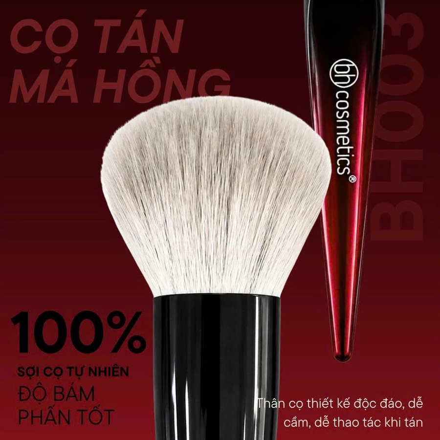 Cọ Trang Điểm Má Hồng Phủ Phấn Nhỏ BH Cosmetics Blusher BH003 Lông Mềm Bám Phấn