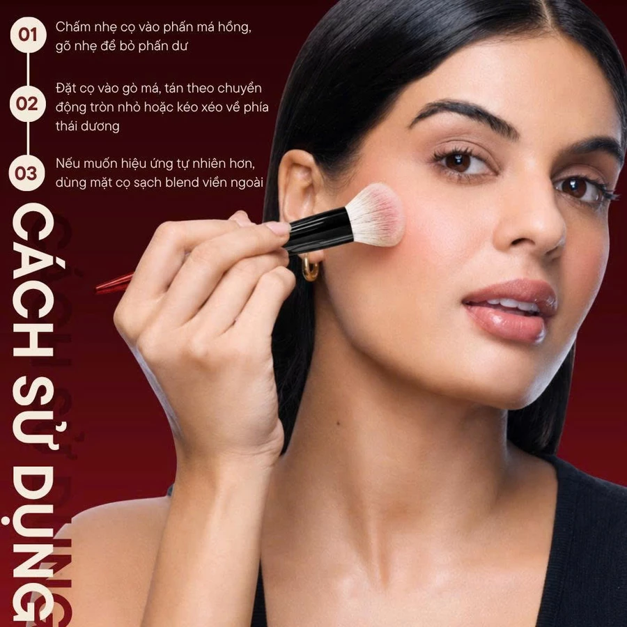 Cọ Trang Điểm Má Hồng Phủ Phấn Nhỏ BH Cosmetics Blusher BH003 Lông Mềm Bám Phấn