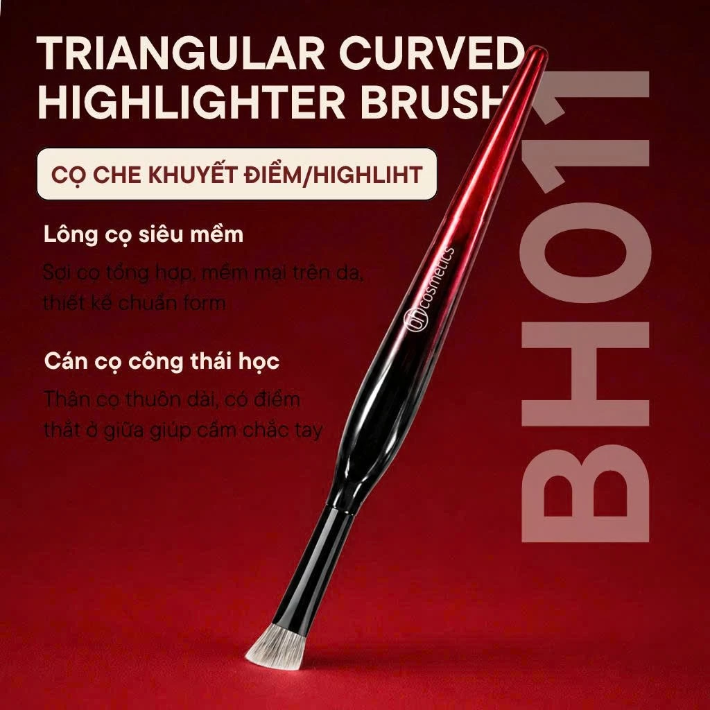 Cọ che khuyết điểm - cọ má hồng kem đầu tam giác BH Cosmetics Triangular Curved Highlighter BH011