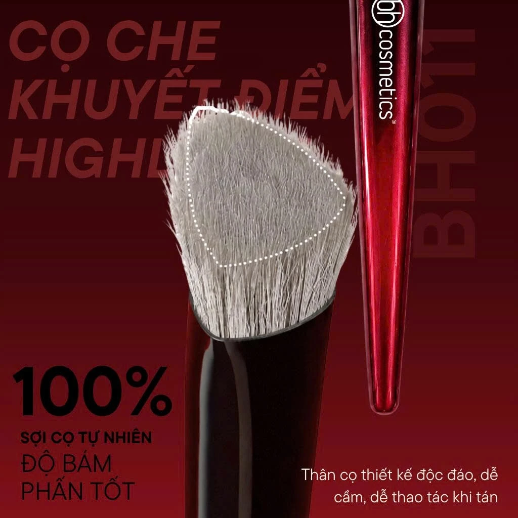 Cọ che khuyết điểm - cọ má hồng kem đầu tam giác BH Cosmetics Triangular Curved Highlighter BH011