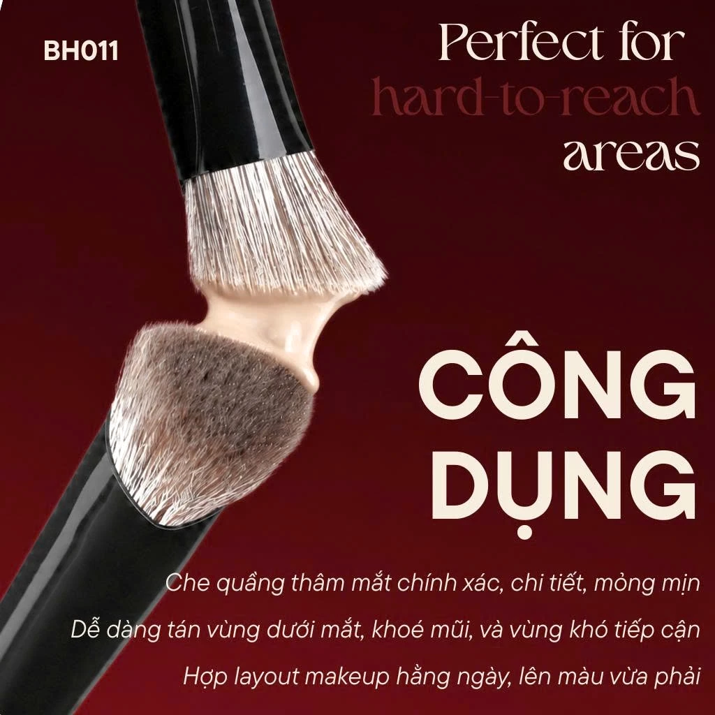 Cọ che khuyết điểm - cọ má hồng kem đầu tam giác BH Cosmetics Triangular Curved Highlighter BH011