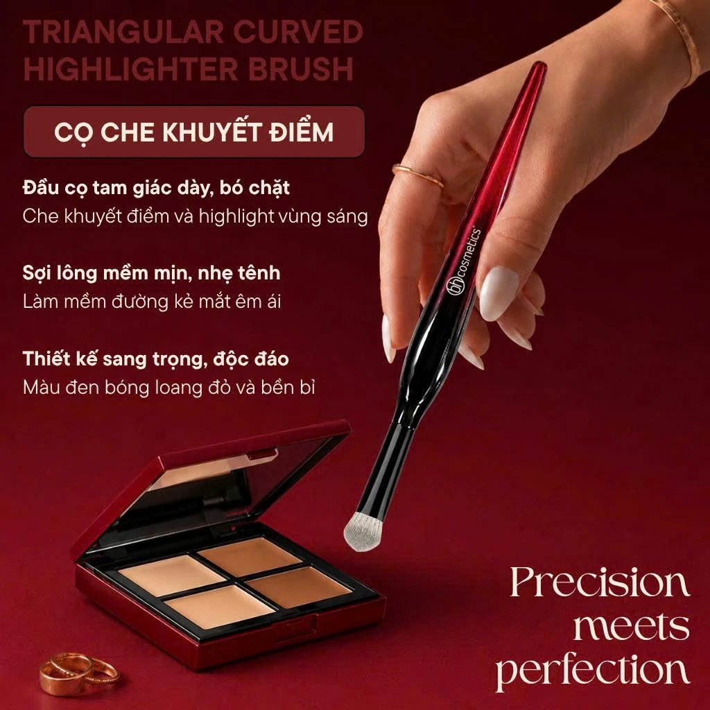 Cọ che khuyết điểm - cọ má hồng kem đầu tam giác BH Cosmetics Triangular Curved Highlighter BH011