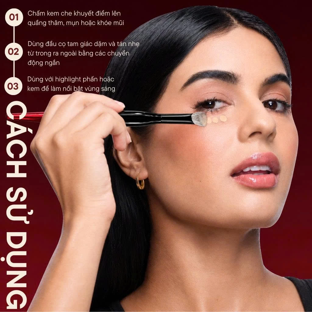 Cọ che khuyết điểm - cọ má hồng kem đầu tam giác BH Cosmetics Triangular Curved Highlighter BH011