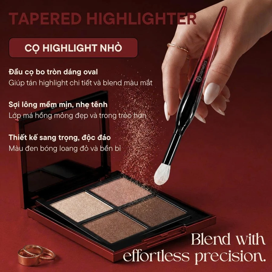 Cọ Blend Tán Bầu Mắt Hình Ngọn Lửa Tán Phấn Highlight BH Cosmetics TAPERED HIGHLIGHTER BH014