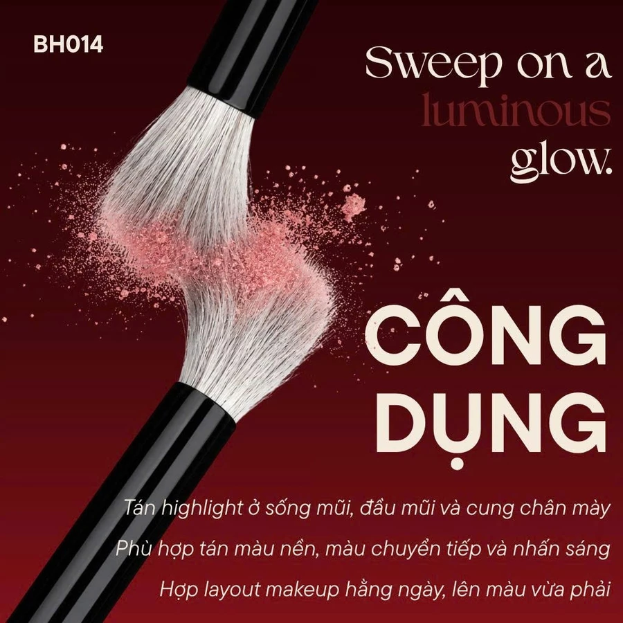 Cọ Blend Tán Bầu Mắt Hình Ngọn Lửa Tán Phấn Highlight BH Cosmetics TAPERED HIGHLIGHTER BH014