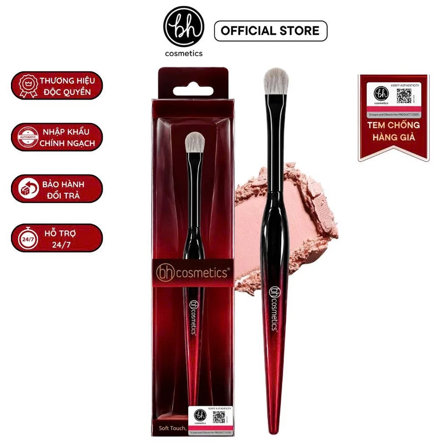 Cọ tán màu mắt bầu dẹp cao cấp BH Cosmetics Eye Shadow BH017 màu đỏ đô