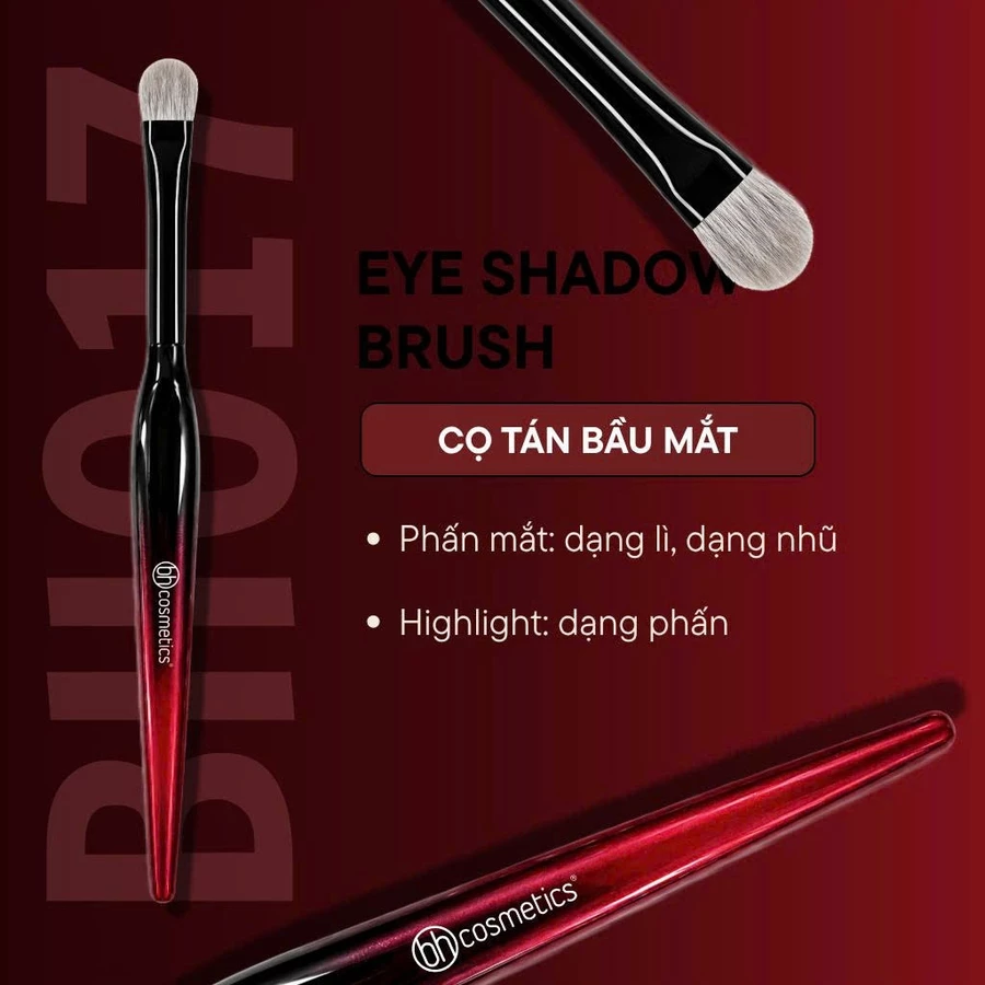 Cọ tán màu mắt bầu dẹp cao cấp BH Cosmetics Eye Shadow BH017 màu đỏ đô