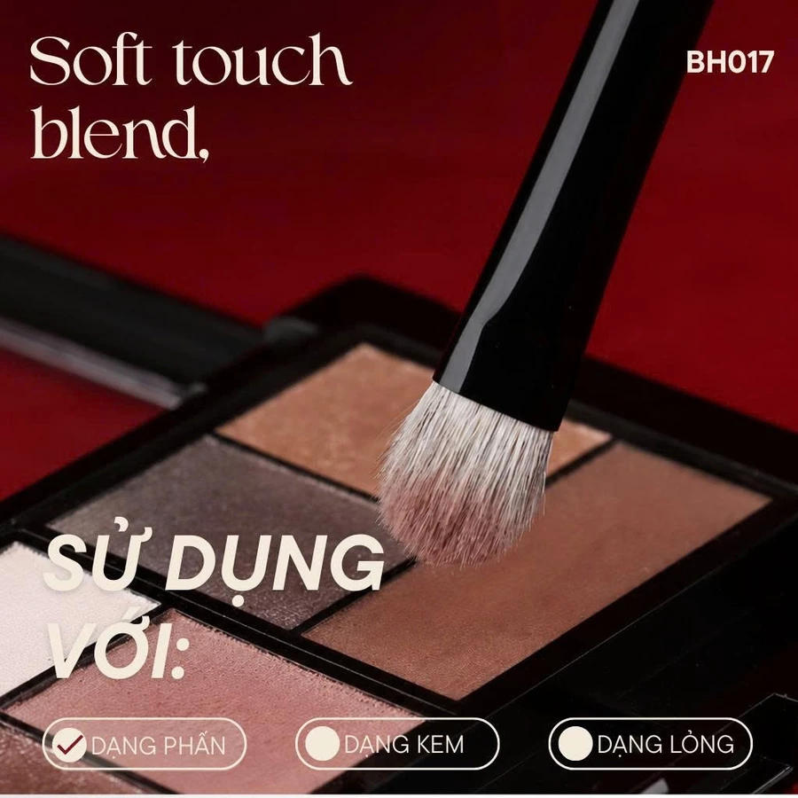 Cọ tán màu mắt bầu dẹp cao cấp BH Cosmetics Eye Shadow BH017 màu đỏ đô