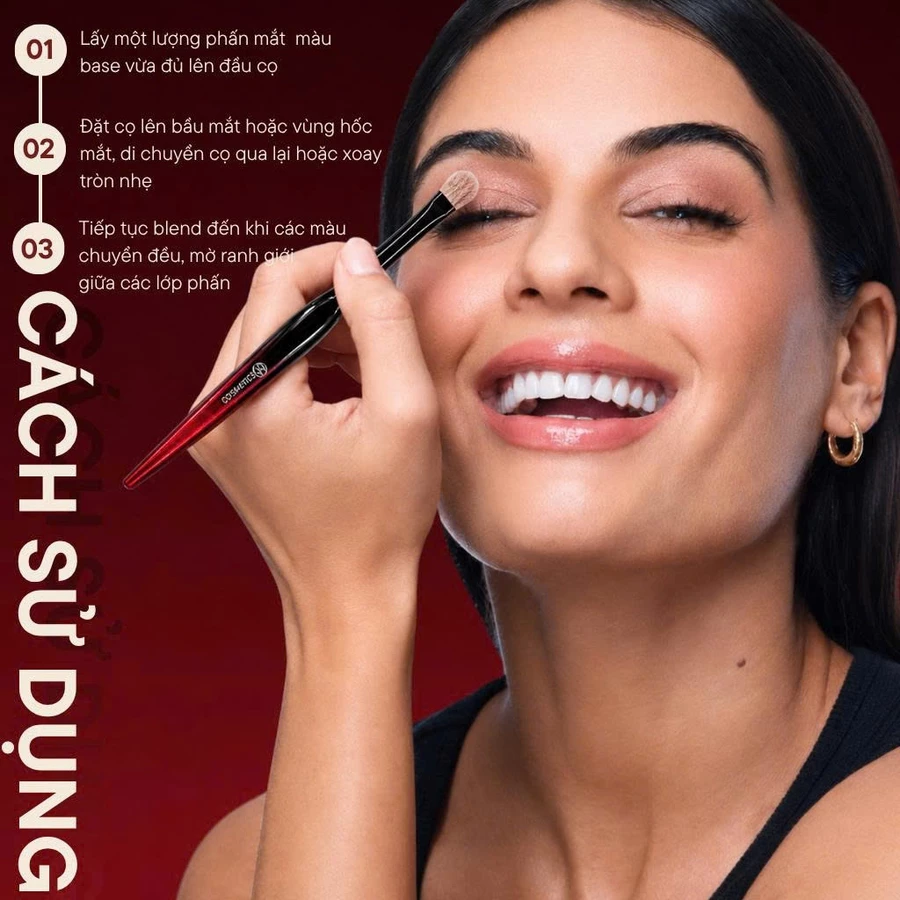 Cọ tán màu mắt bầu dẹp cao cấp BH Cosmetics Eye Shadow BH017 màu đỏ đô