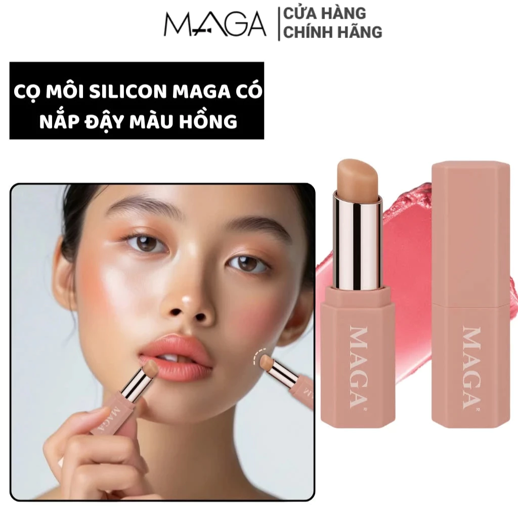Cọ Tán Son Môi Che Khuyết Điểm Có Nắp MAGA Silicone Cọ Tán Son Chất Liệu Mềm Mại MA39
