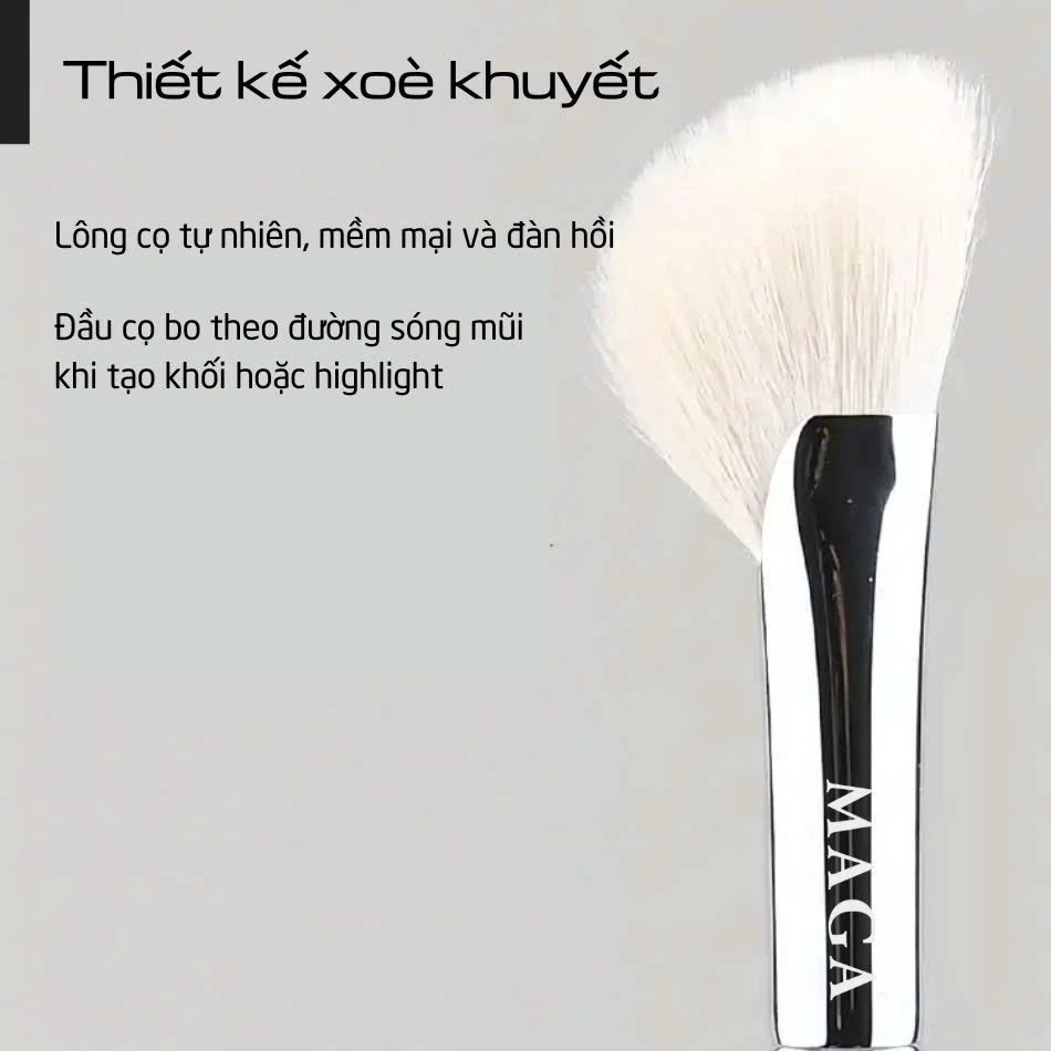 Cọ Đánh Khối Mũi Dạng Quạt Cọ Highlight Che Khuyết Điểm Mũi MAGA Fan Shaped Nose Contour (Đen) MA40