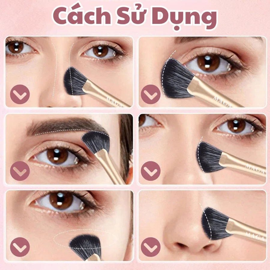 Cọ Makeup Highlight Dạng Quạt Đánh Khối Mũi Che Khuyết Điểm Mũi MAGA Fan Shaped Nose Contour MA41