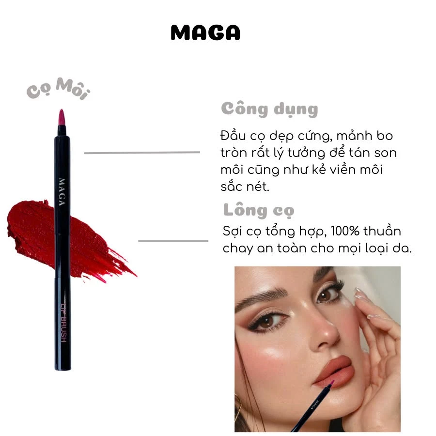 Cọ môi có nắp đậy MAGA Round Retractable Brush Lip dạng trượt siêu xịn MA10