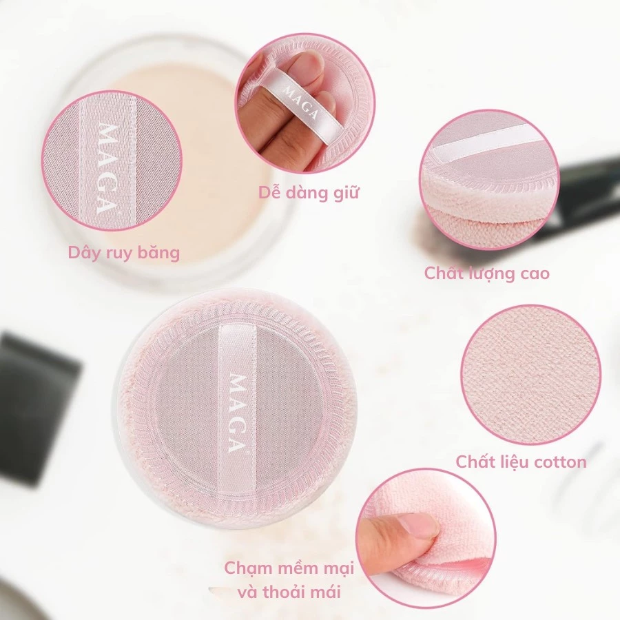 Mút trang điểm phấn khô MAGA Makeup Masters Powder Puffs MA068 chính hãng chất liệu mềm mại