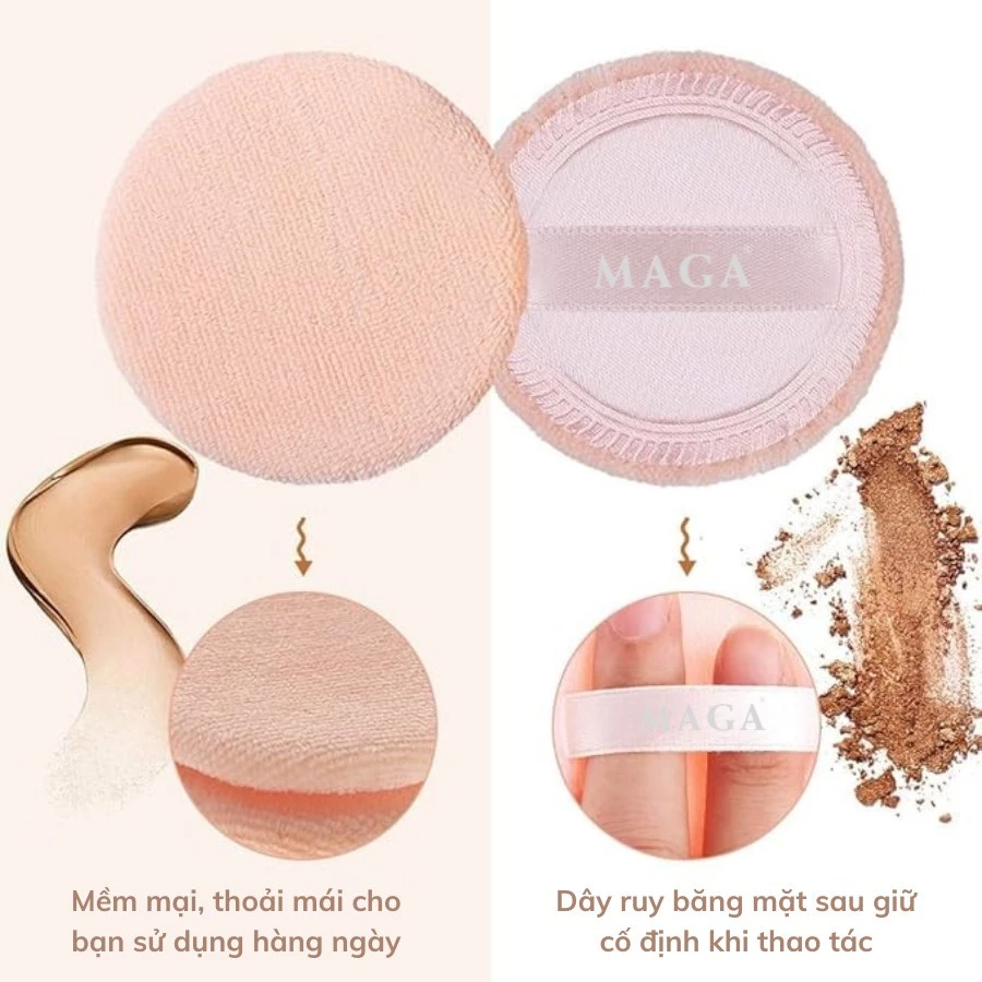 Mút trang điểm phấn khô MAGA Makeup Masters Powder Puffs MA068 chính hãng chất liệu mềm mại