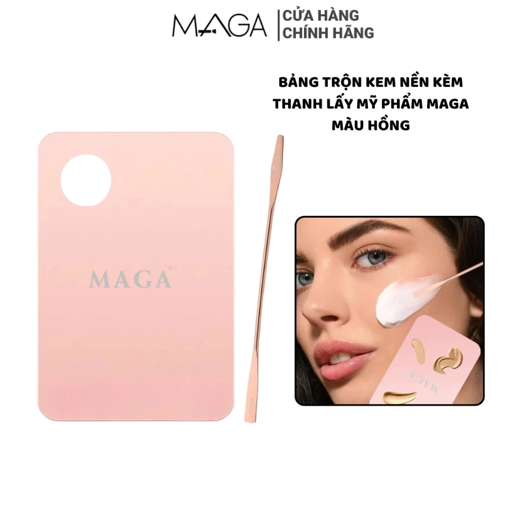 Bảng Trộn Kem Nền Kèm Thanh Lấy Mỹ Phẩm MAGA Acrylic Makeup Mixing Palette Rose M010