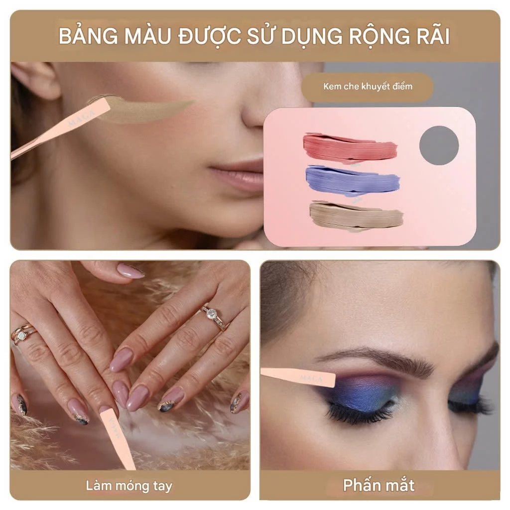 Bảng Trộn Kem Nền Kèm Thanh Lấy Mỹ Phẩm MAGA Acrylic Makeup Mixing Palette Rose M010