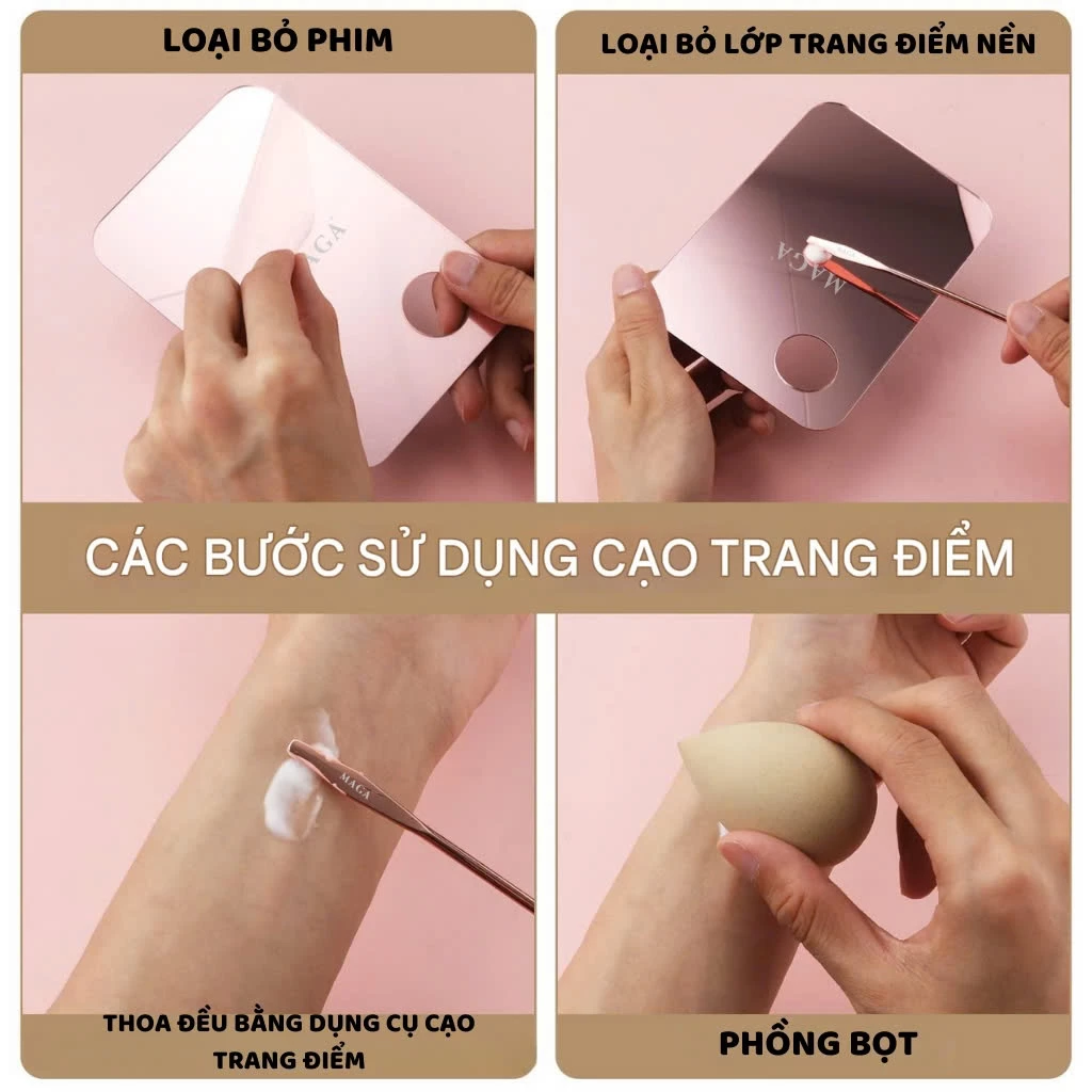 Bảng Trộn Kem Nền Kèm Thanh Lấy Mỹ Phẩm MAGA Acrylic Makeup Mixing Palette Rose M010