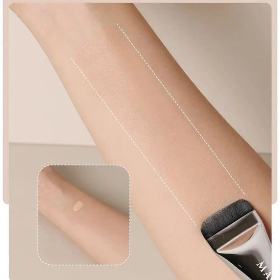 Cọ Cao Cấp MAGA Silver Foundation MA107 - Cọ Dẹt Ngắn Dàn Nền Ánh Bạc - Cọ dàn nền - Cọ đánh nền - Cọ tán kem nền