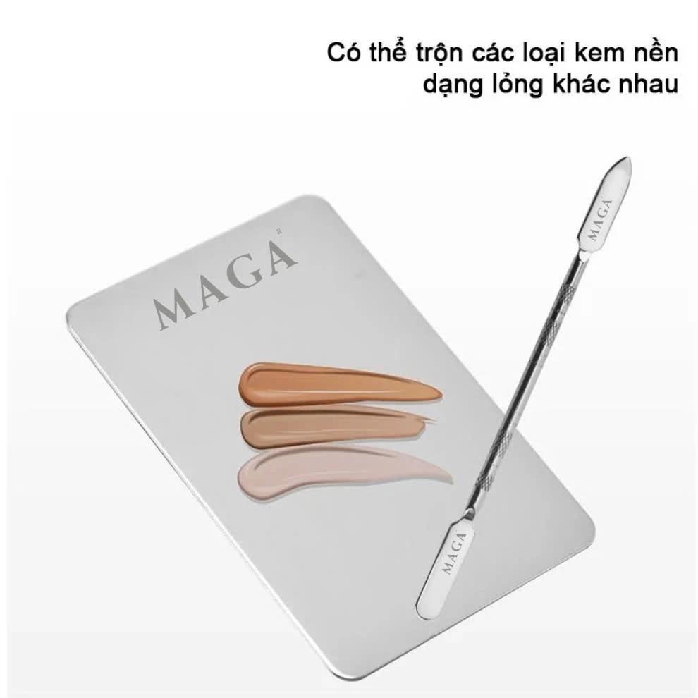 Dụng Cụ Khay Trộn Tán Kem Nền Chính Hãng MAGA Finger Ring Makeup Mixing Bảng Dẹp Inox M012