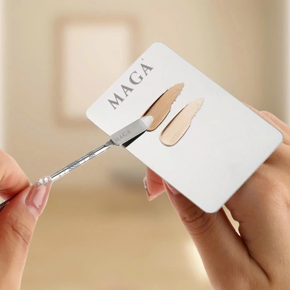 Dụng Cụ Khay Trộn Tán Kem Nền Chính Hãng MAGA Finger Ring Makeup Mixing Bảng Dẹp Inox M012