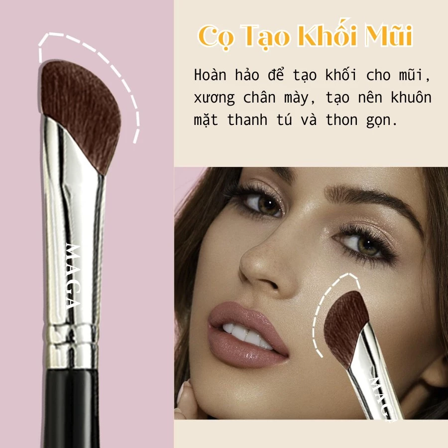 Cọ đánh khối mũi vạt xéo góc cạnh chuyên nghiệp MAGA Slanted Nose Shadow chính hãng lông mềm MA102
