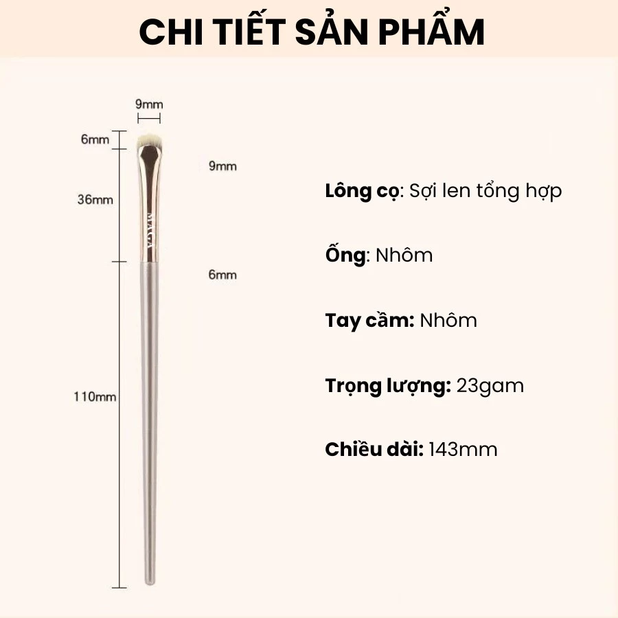Cọ Kẻ Mí Dưới, Mí Mắt, Bọng Mắt Hình Lưỡi Liềm MAGA Crescent Eyeliner MA106 (Màu Mạ Vàng)