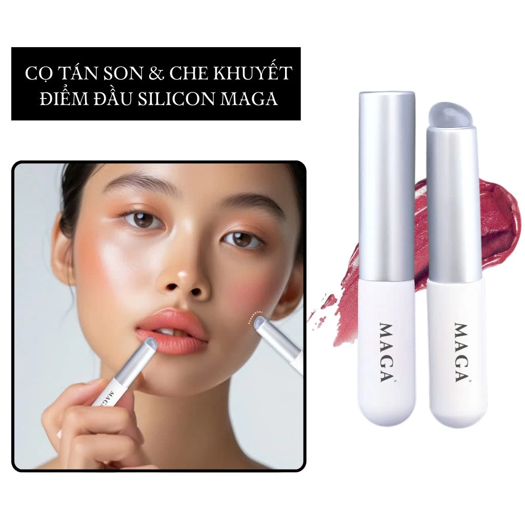 Cọ tán son đầu tròn silicon có nắp siêu xinh MAGA Silicone lip brush tán son siêu mịn MA35