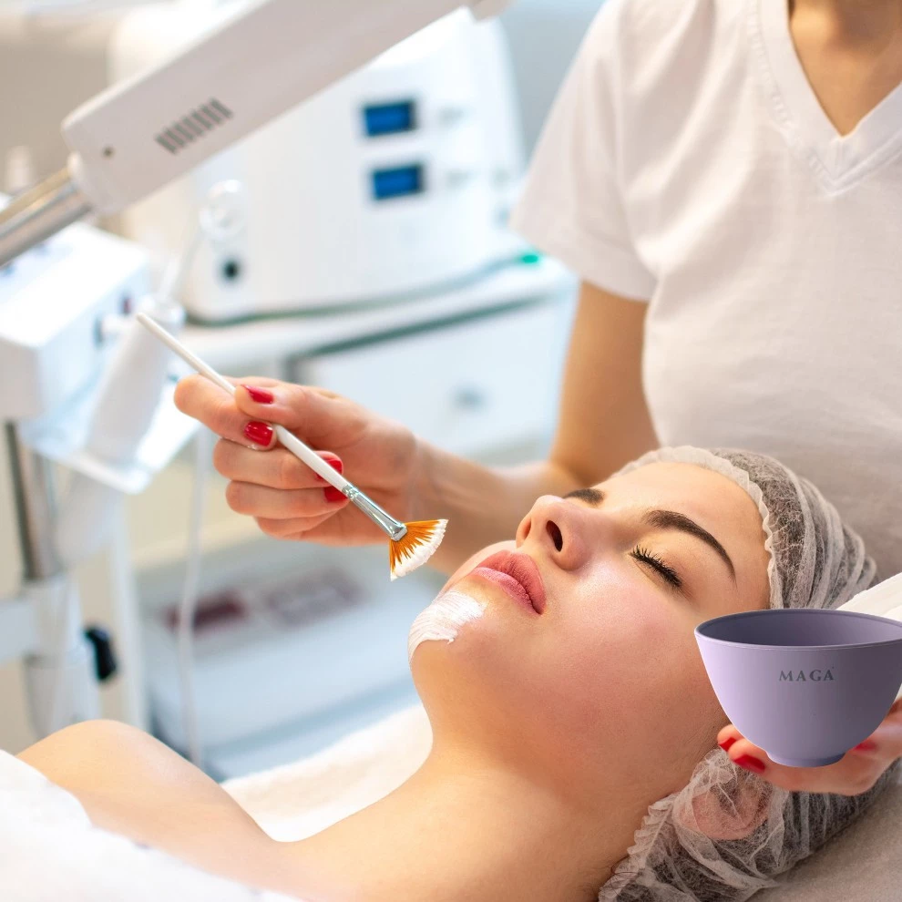 Bát Trộn Mặt Nạ Silicon MAGA Face Mask Mixing Bowl Dụng cụ Thẩm mỹ viện Chuyên dụng Mặt (Tím Nhạt) MAB01