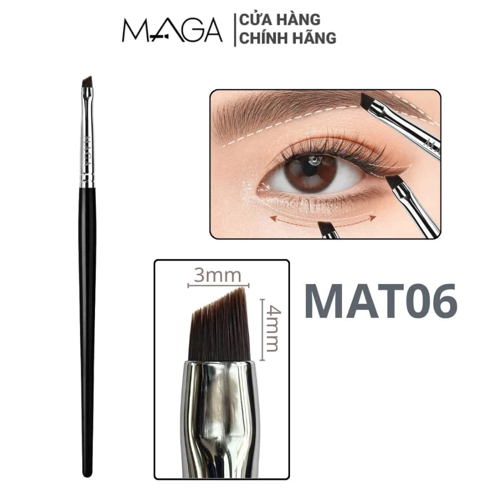Cọ mảnh lông dài tém mày, kẻ mắt, mở tròng, vẽ bọng MAGA Angled Eyeliner Brush MAT06 chuyên nghiệp